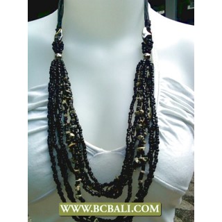 Bcbali Black Beading Layered Necklaces